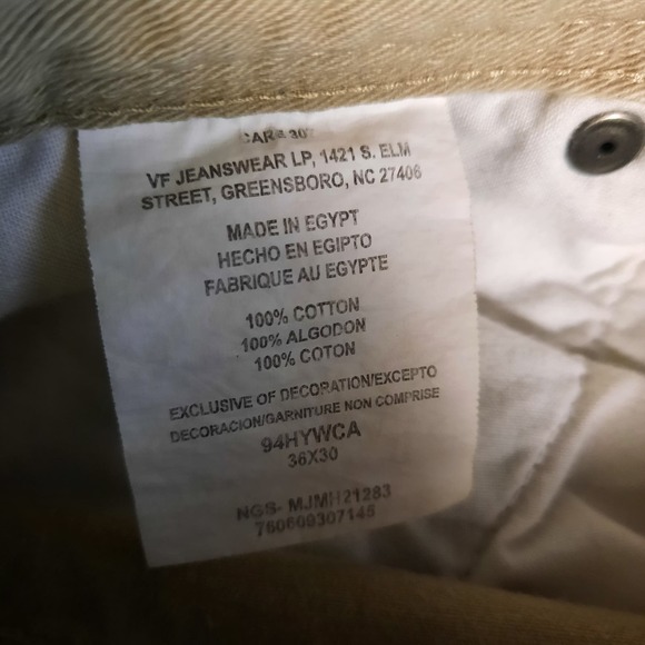 WRANGLER AUTHENTIC MEN'S KHAKI CARGO‎ RELAXED WORK WEAR COTTON PANTS SIZE 36X30 - Picture 8 of 8